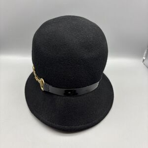 Scala Collezione Cloche Hat Womens One Size Wool Black Horsebit Trim